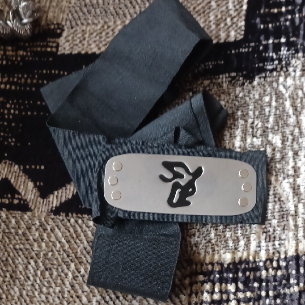 4/$40 Naruto Black Headband with Silver Buckle - Konohagakure